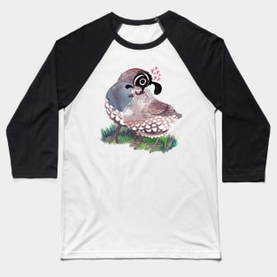 California Quail Couple Baseball T-Shirt